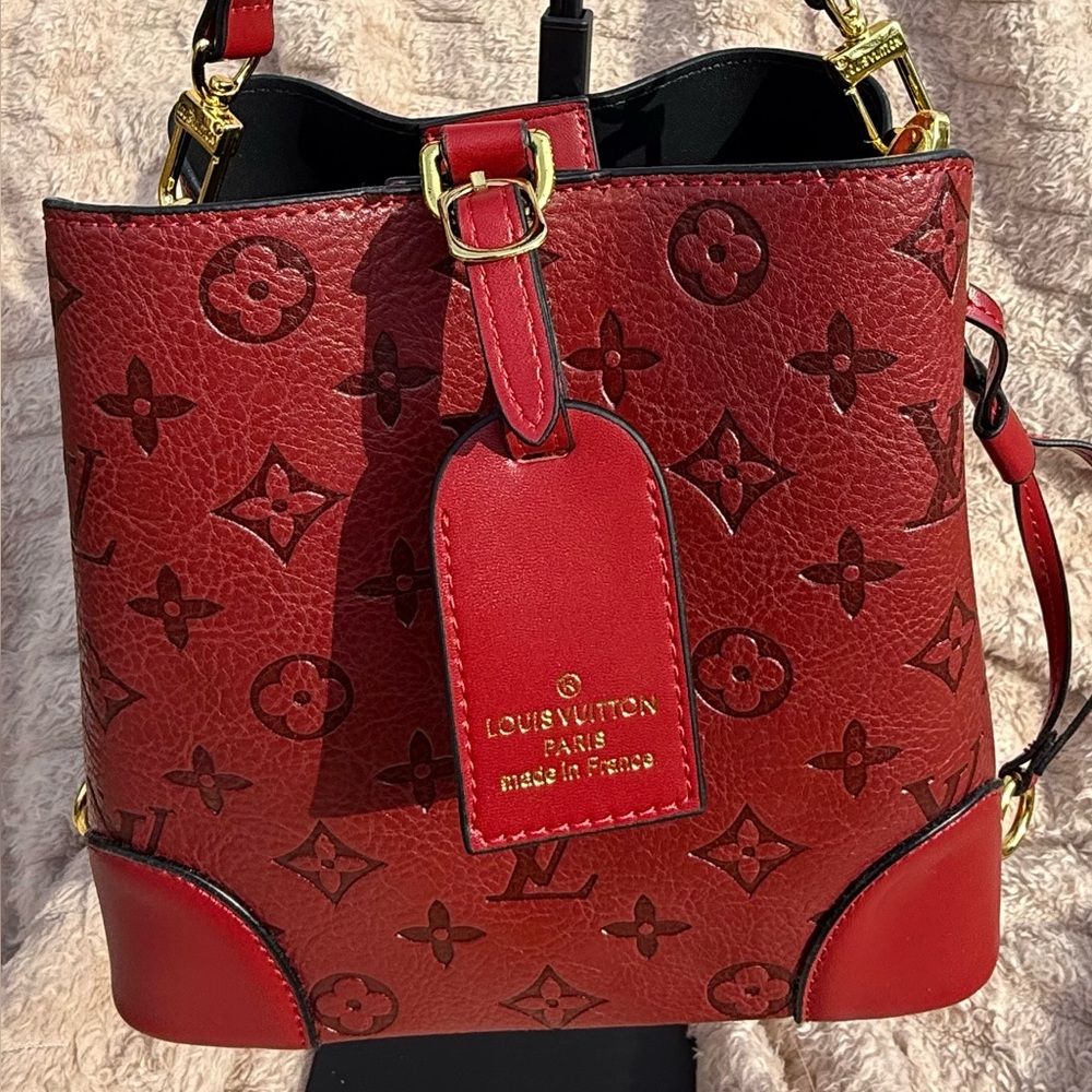 Cherry Red Monogram Shoulder Bag - image 1